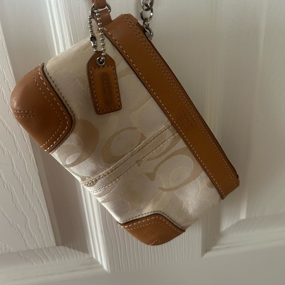 Coach tan signature canvas & brown leather wristlet wallet. Excellent condition! - Picture 8 of 8
